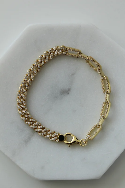 Engraved Custom Charm Bracelet-Double Chain Micropave Bracelet