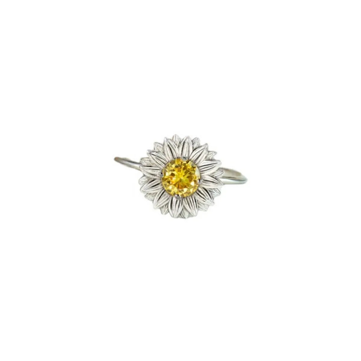 Sunflower Ring White Gold Color