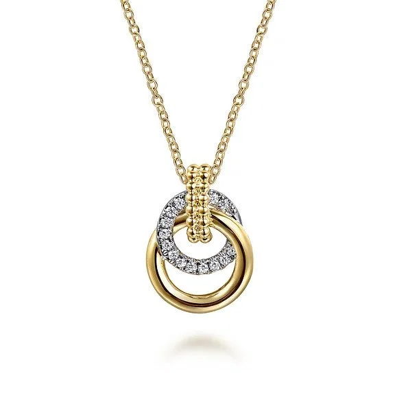 Geometric Crystal Necklace-14K White & Yellow Gold Bujukan Diamond Pendant Necklace