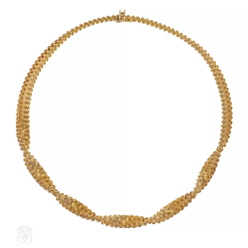 Luxury Diamond Necklace-Cartier mid-century twisted gold necklace