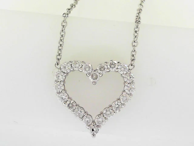 Custom Birthstone Necklace for Mom-14KWG 1.00CTW FOF DIA HEART STATION NECKLACE