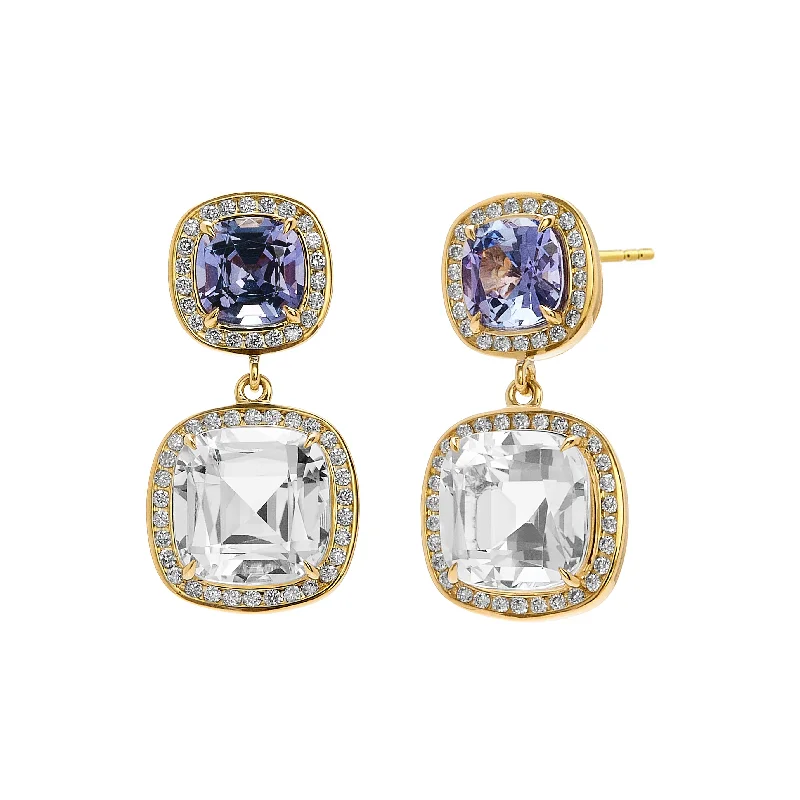 Stylish Dangling Earrings-Tanzanite Diamond Earrings