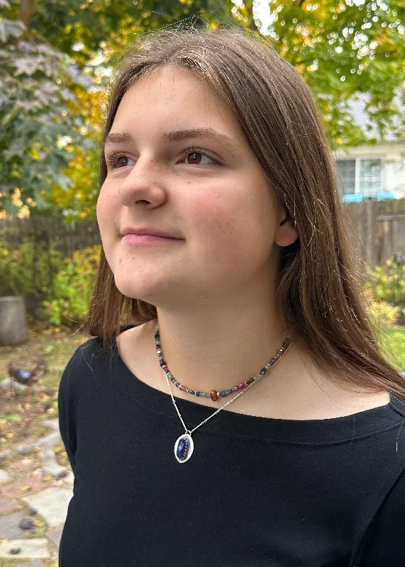 Personalized Charm Necklace-Linked Lapis Necklace