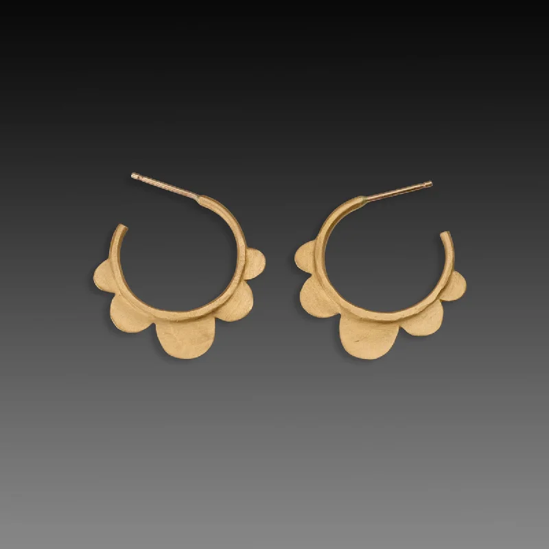 Handmade Hoop Earrings-Gold Scallop Hoop Earrings