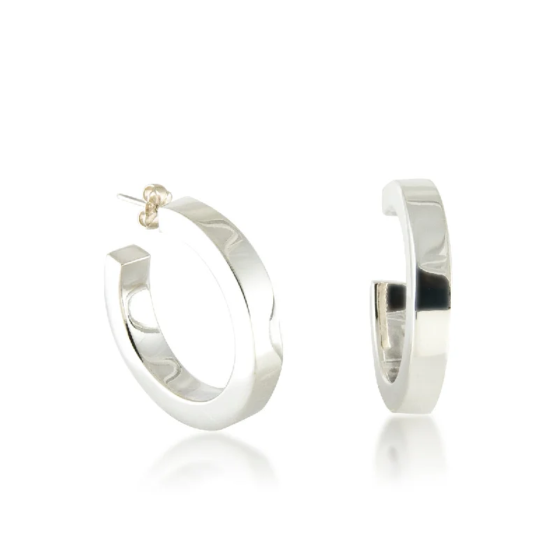 Gemstone Hoop Earrings-Medium Square Tube Hoop