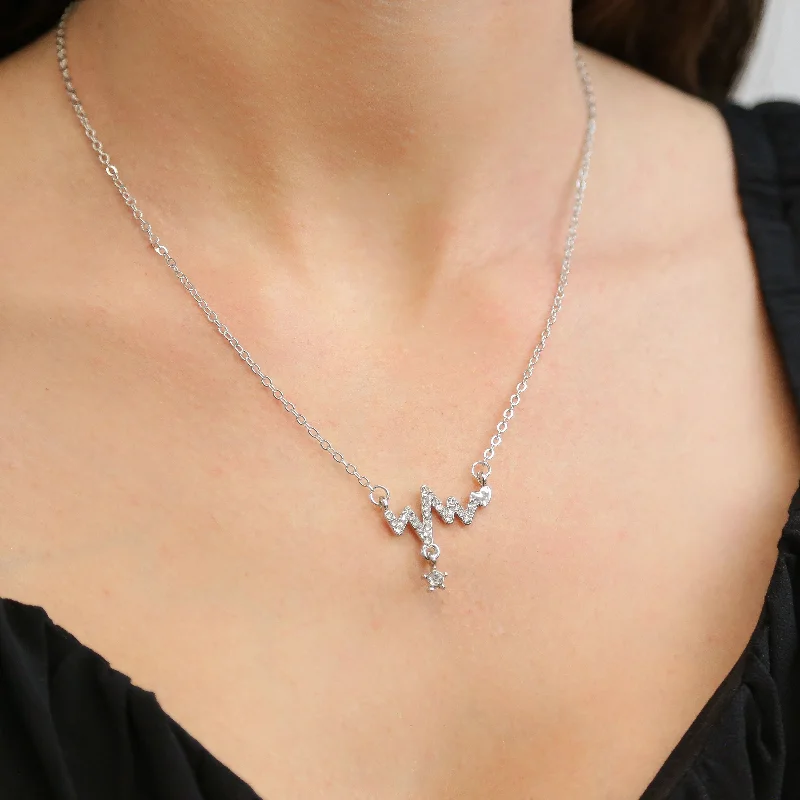 Natural Crystal Necklace-HAVEN - Silver Necklace With Cubic Zirconia Pendant