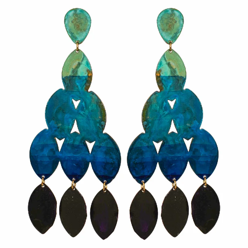 Heart Shaped Drop Earrings-Ocean Ombre Kiketta Earrings