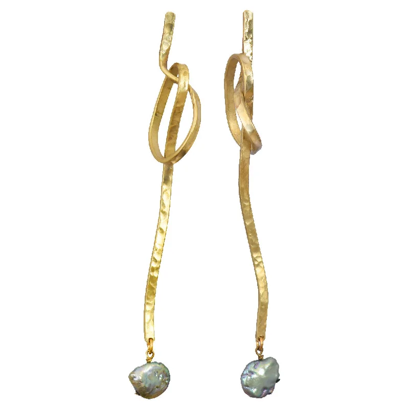 Gold Knot Earrings-Pearl Knot Earrings