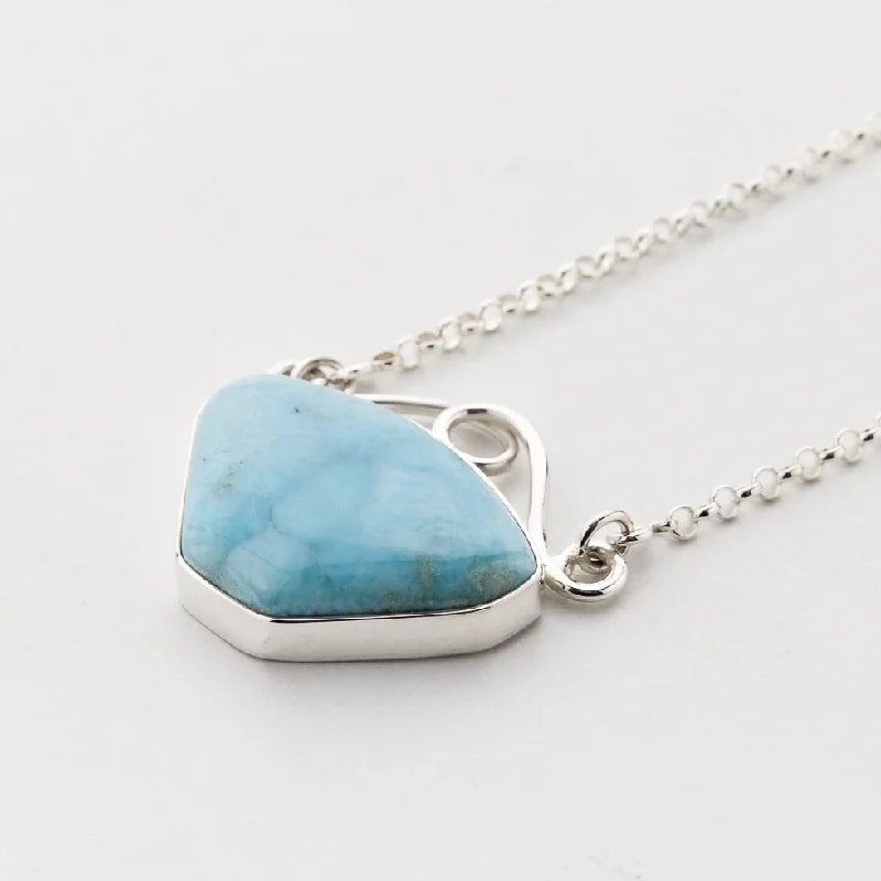 Fashion Crystal Pendant Necklace-Larimar Necklace, Mayim