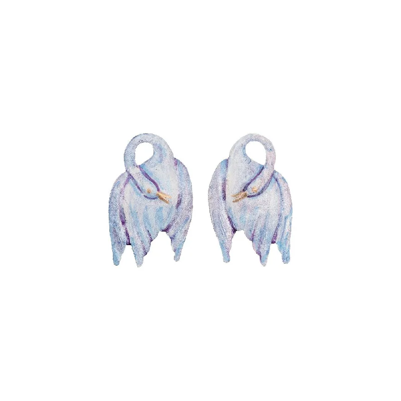 Bridal Hoop Earrings-Little Watercolour Swan Earrings