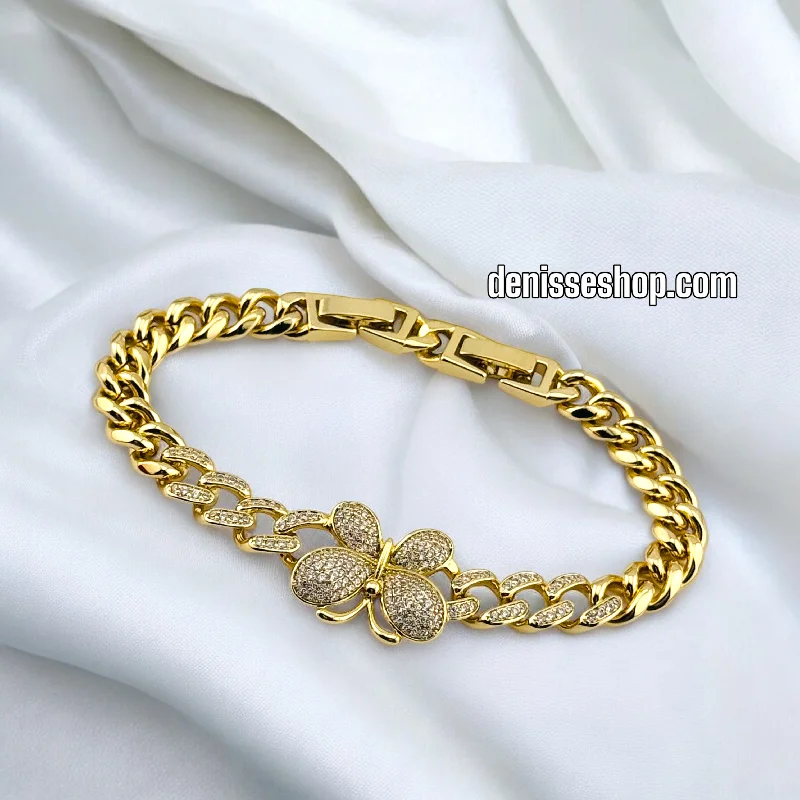 Diamond Cuff Bracelet-14K BUTTERFLY CUBAN BRACELET BR657