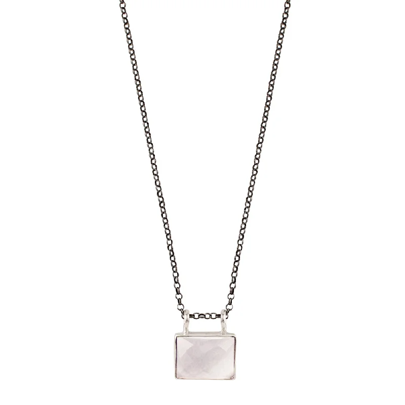 Layered Heart Pendant Necklace-Window to the Soul Necklace in Clear Quartz and Silver