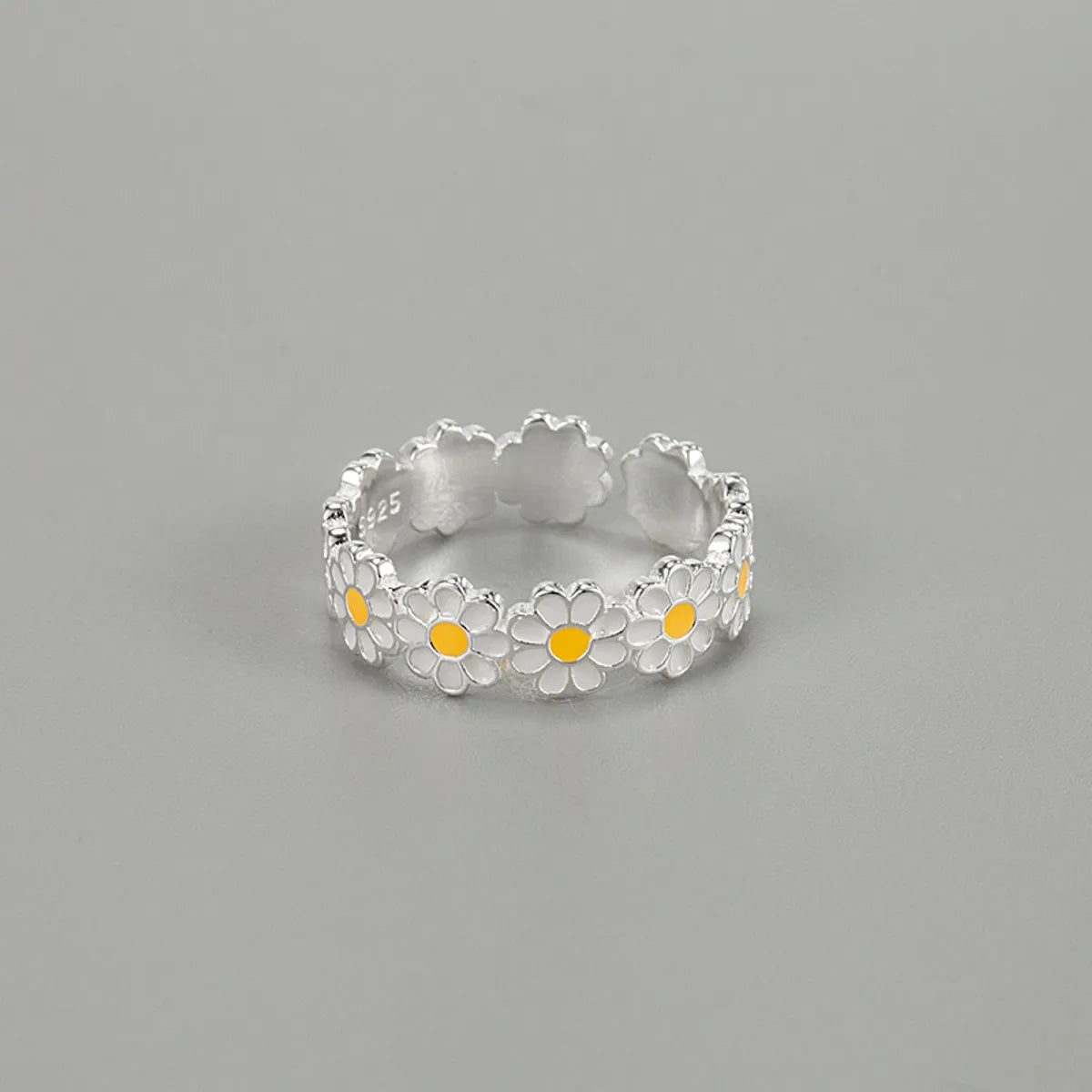 Silver Stackable Rings-Modern Style Sweet Daisy Sterling Silver Plating Open Rings