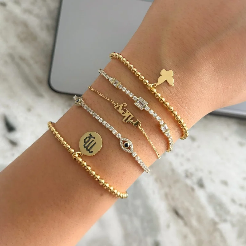 Customizable Gold Bracelet-Evil Eye Tennis Bracelet