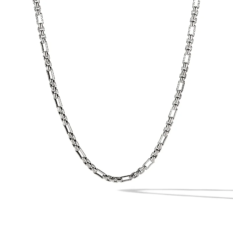 Fashionable Pendant Necklace-Open Station Box Chain Necklace in Sterling Silver\, 3mm