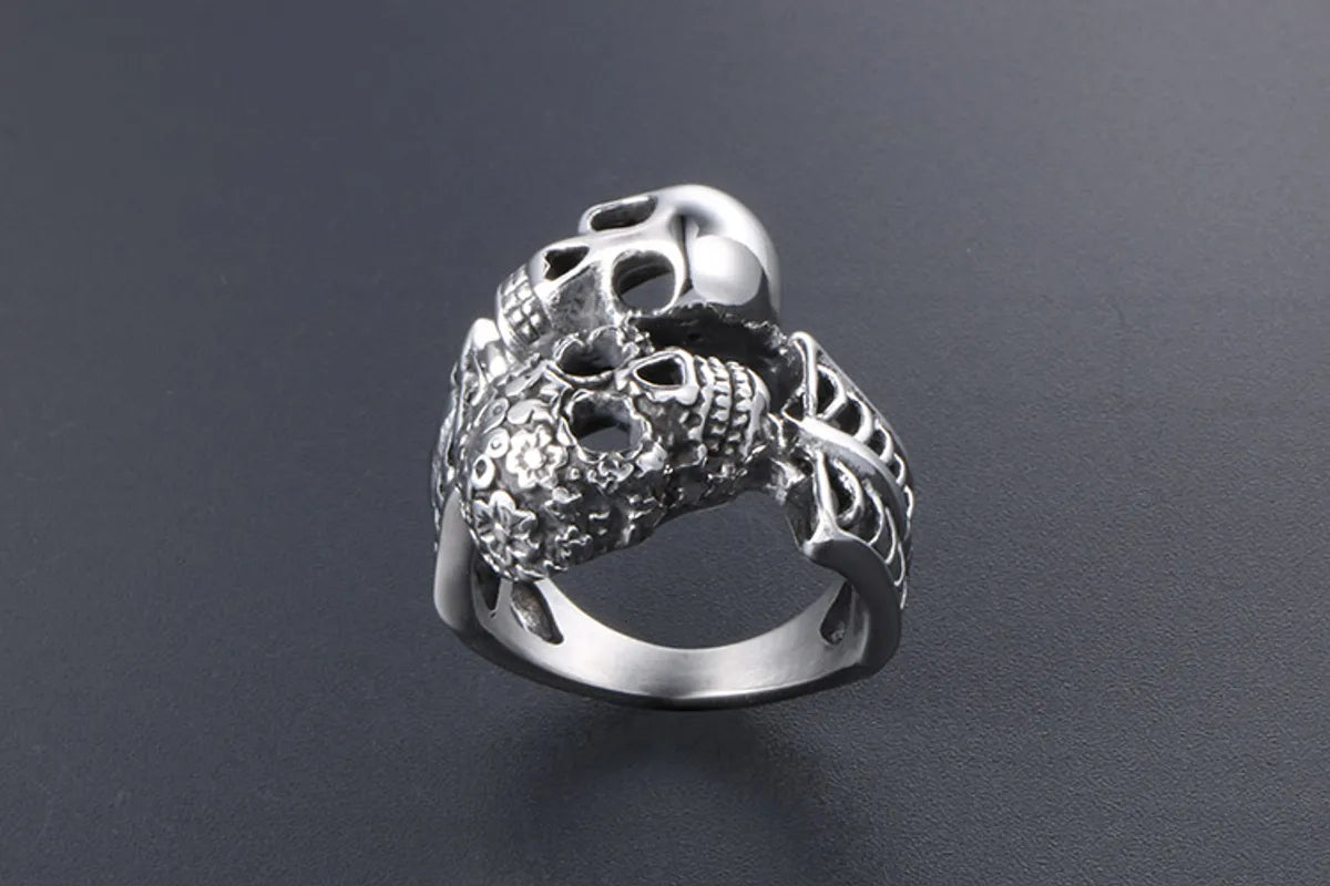 Oval Engagement Ring for Women-IG Style Retro Punk Skull 304 Stainless Steel Polishing Men'S Rings