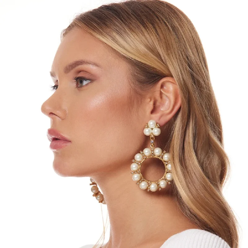 Elegant Statement Earrings-Pearl crystals