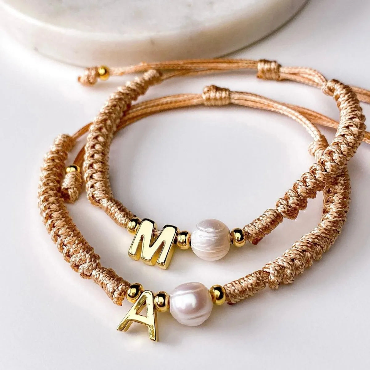 Bridal Sapphire Ring-Simple Style Letter Freshwater Pearl Rope Knitting Women's Drawstring Bracelets