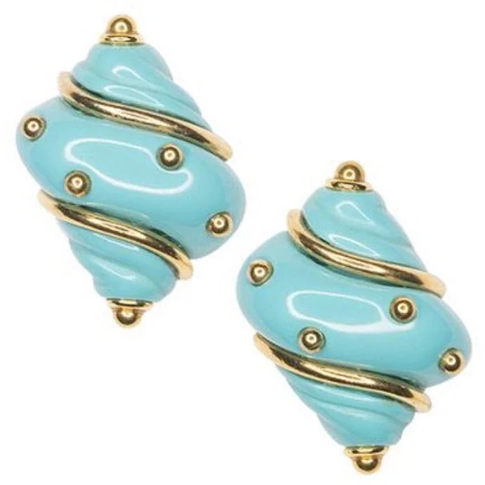 Boho Style Earrings-Turquoise dot shell