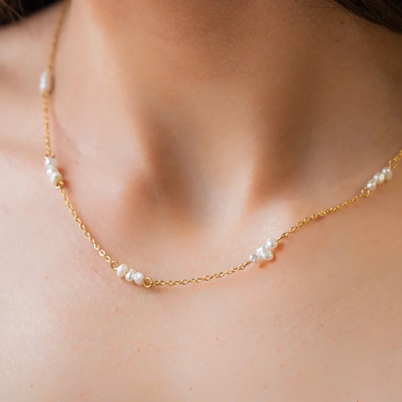 Adjustable Gold Necklace-EVIDENCE | 18K Gold Plated Pearl Necklace | 15 Inch