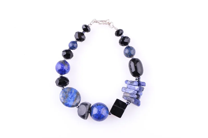 Personalized Pearl Bracelet-Lapis & Blue Agate Bracelet