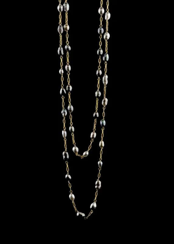 Chunky Gold Necklace-Tahitian Keshi Pearl Long Necklace