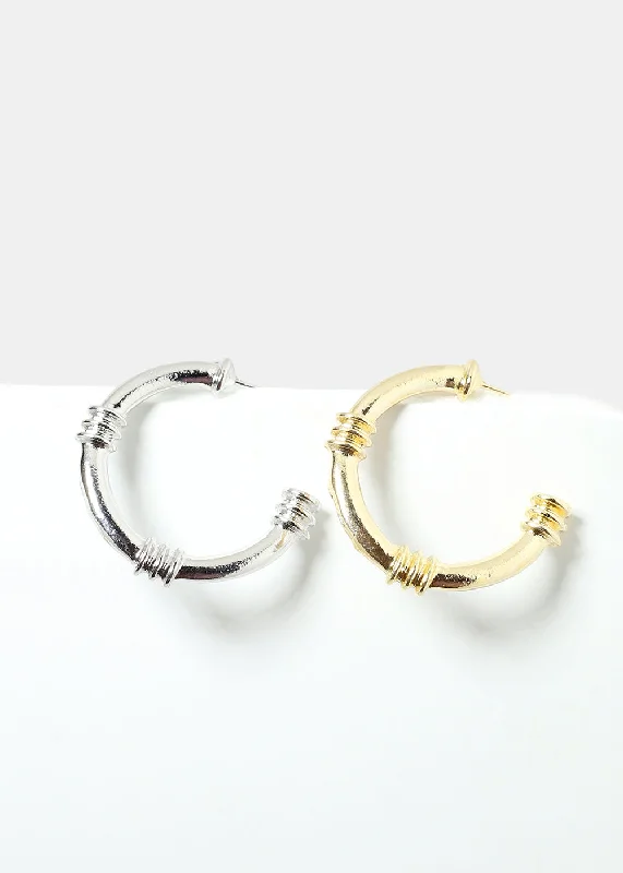 Abstract Design Earrings-Open Hoop Earrings