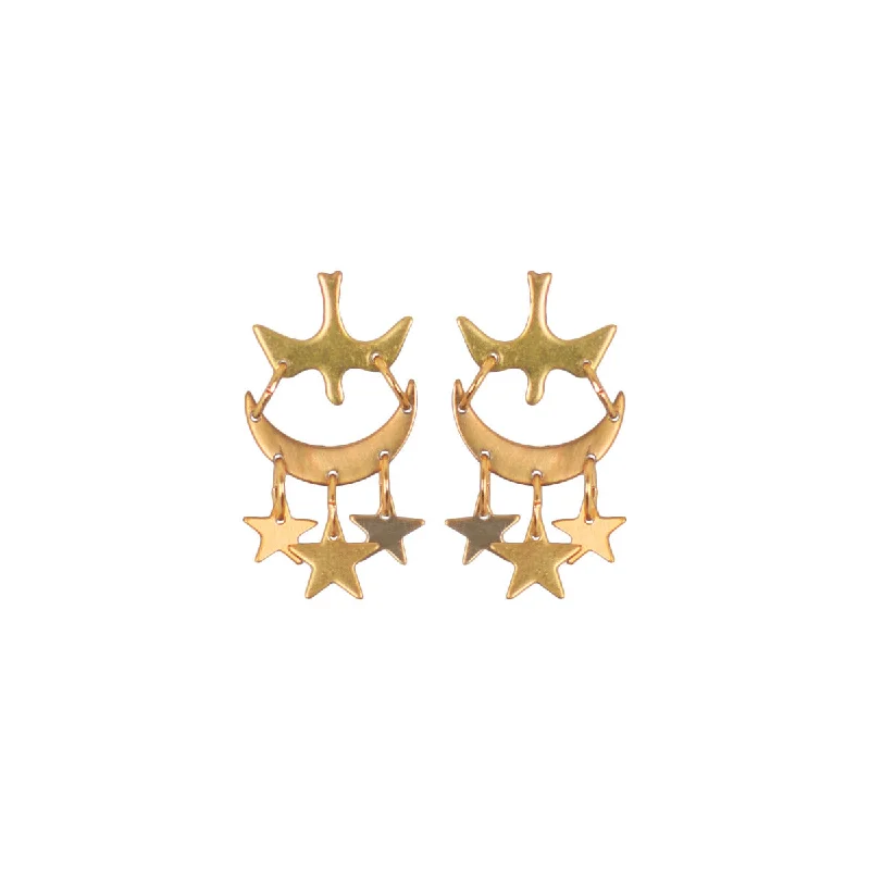 Gold Hoop Earrings-Starry Flight Earrings