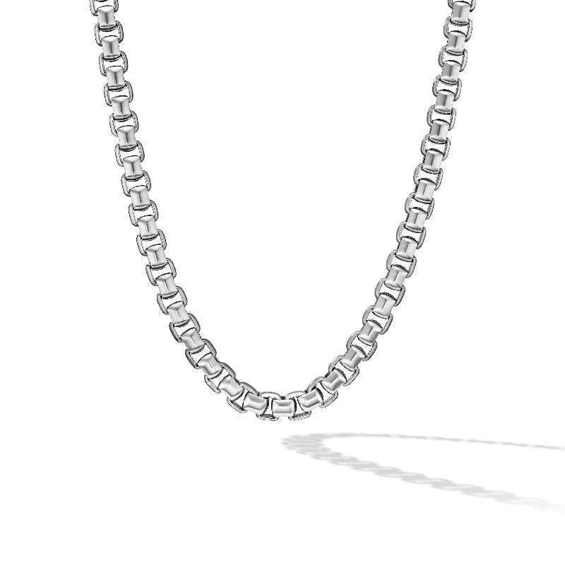 Crystal Charm Necklace-Box Chain Necklace in Sterling Silver\, 5.2mm