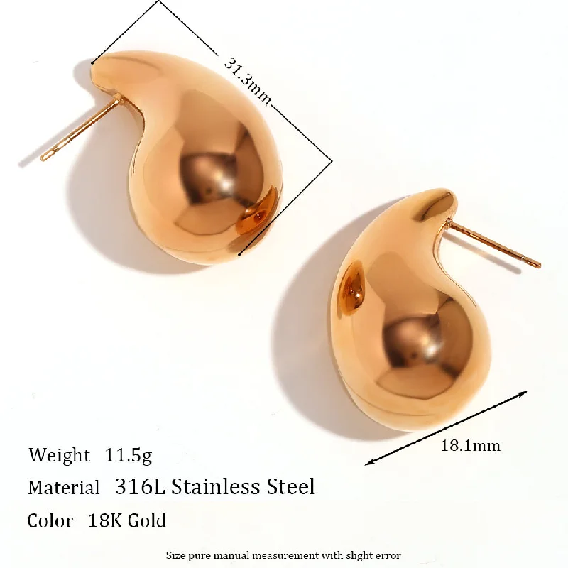 Hollow Three-Dimensional Pear-Shaped Ear Studs-Gold