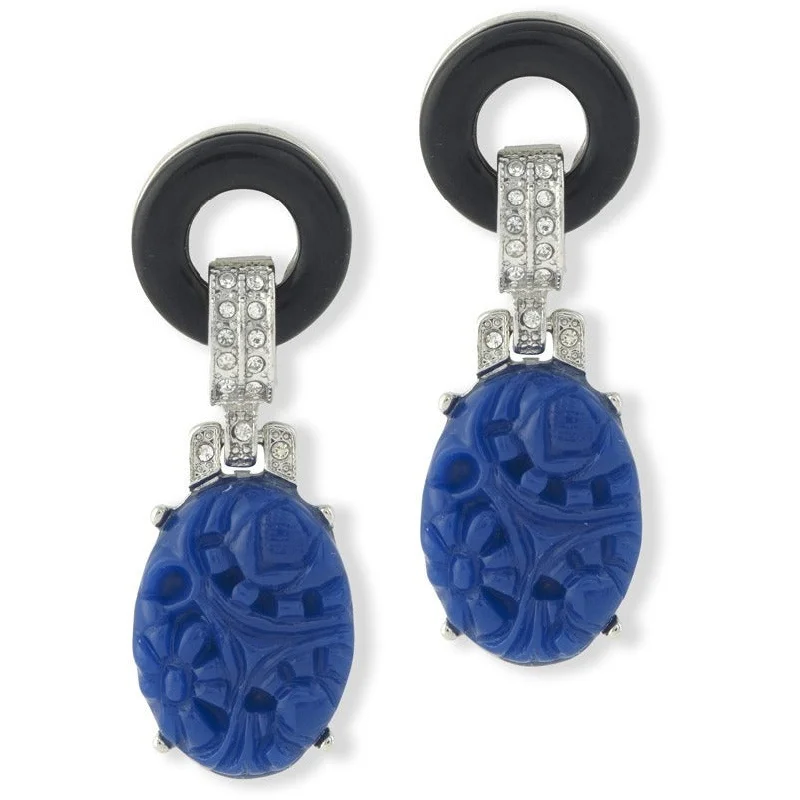 Swarovski Crystal Earrings-Lapis Art Deco Earring