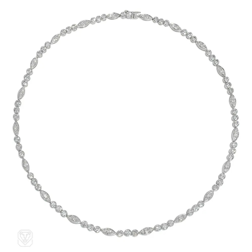 Gold Rope Necklace-Cartier Paris Mid-Century diamond and platinum necklace