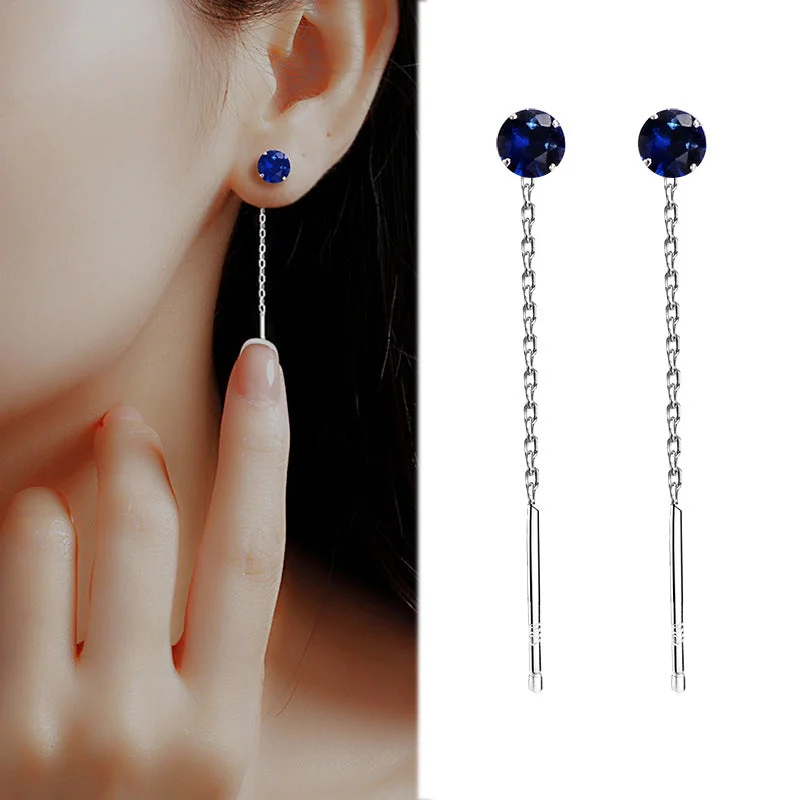 Blue Stone Hanging Earrings/Pair