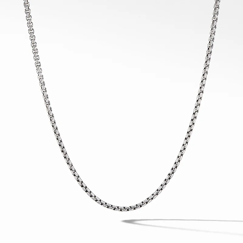 Gold Beaded Necklace-Box Chain Necklace in Sterling Silver\, 2.7mm