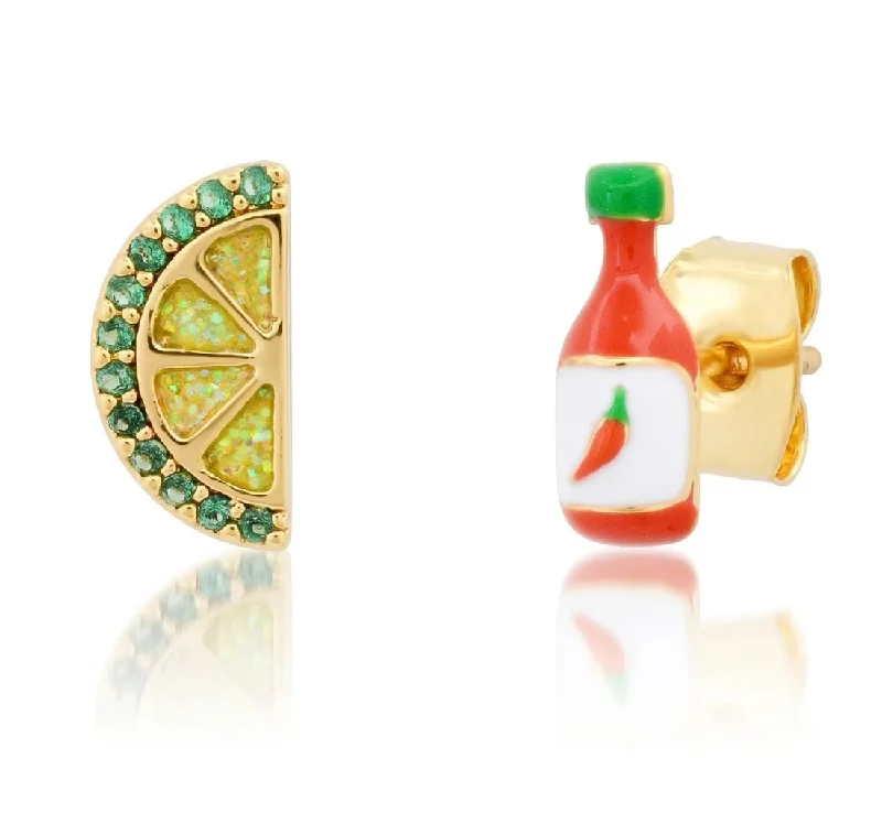 Heart Shaped Earrings-Tabasco and Lime Studs