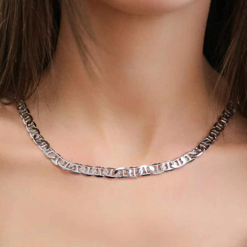 Personalized Diamond Necklace-VALIANT - Silver Linked Chain Necklace