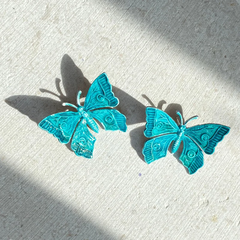 Custom Hoop Earrings-Teal Lilja Butterfly Earrings