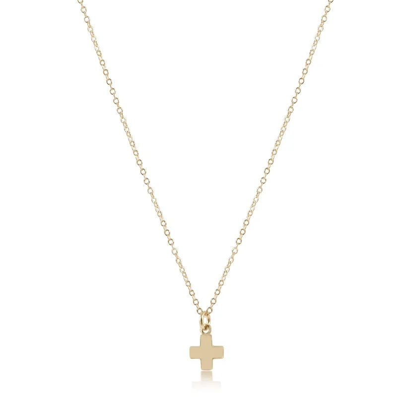 Artistic Silver Necklace-egirl 14" Necklace Gold- Signature Cross Small Gold Charm