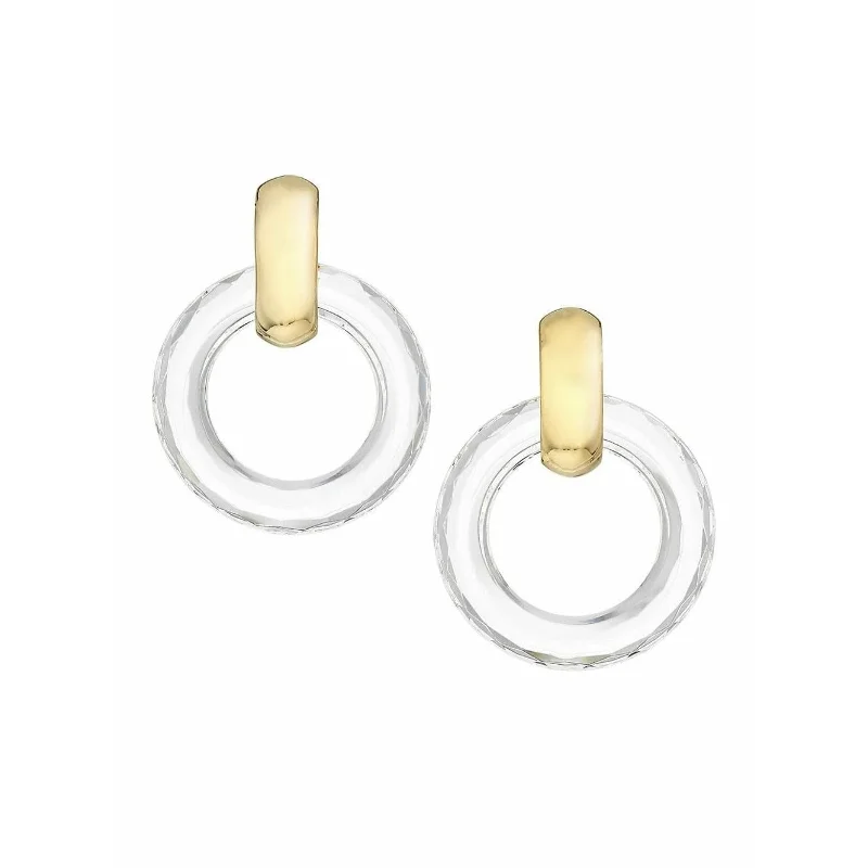 Small Gold Earrings-Lucite Circles