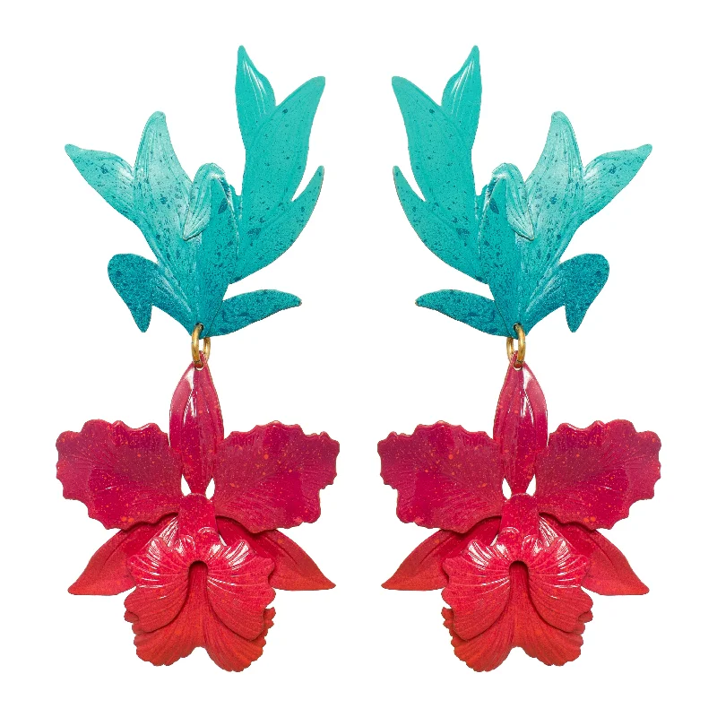 Classic Diamond Earrings-Grand Laelia Orchid Earrings