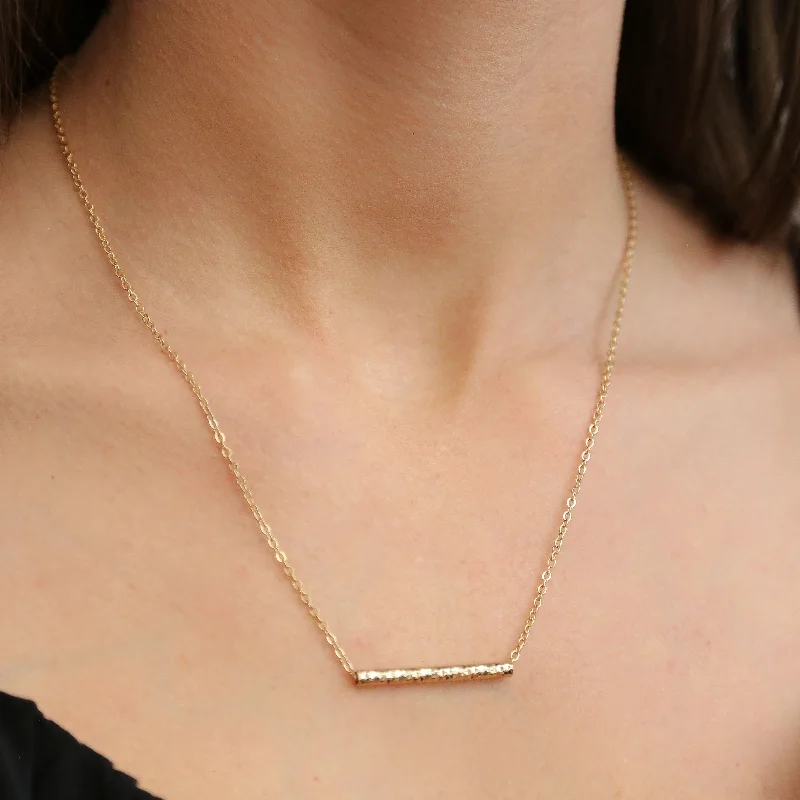 Personalized Gold Necklace-EOS - Dainty Gold Chain with Gold Rod Necklace