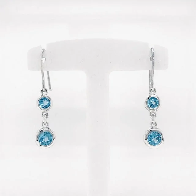 Elegant Dangly Earrings-Double Gemstone Drop Earrings