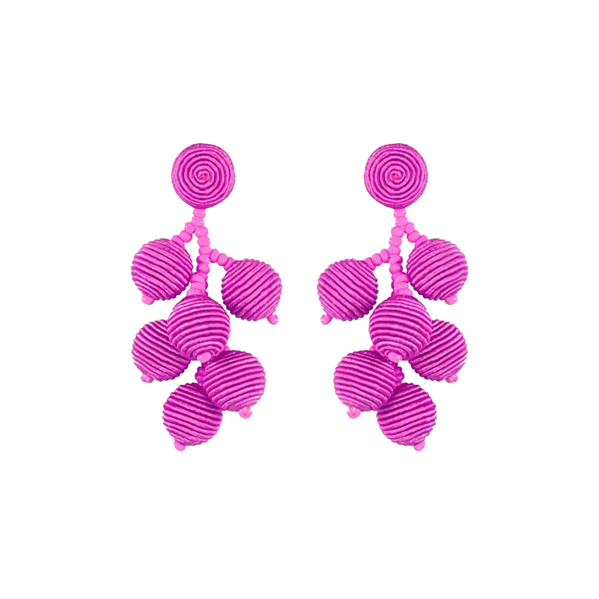 Silver Bead Earrings-Pink mini gumball