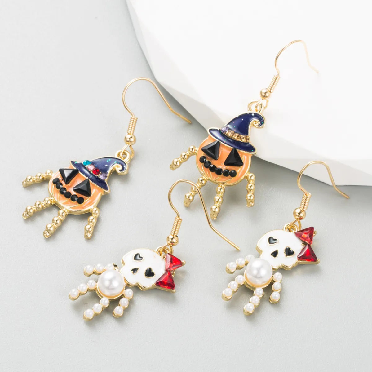 Funny Skull Inlay Alloy Rhinestones Earrings