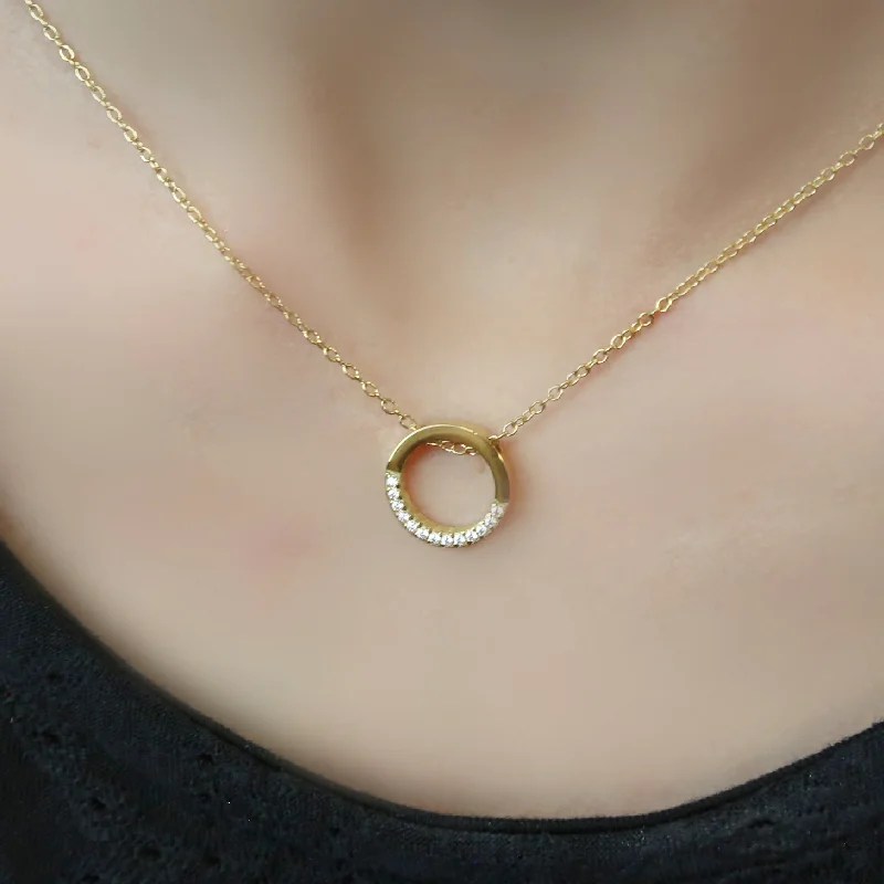 Luxury Gold Necklace-HALO - 18k Gold Zircon Necklace