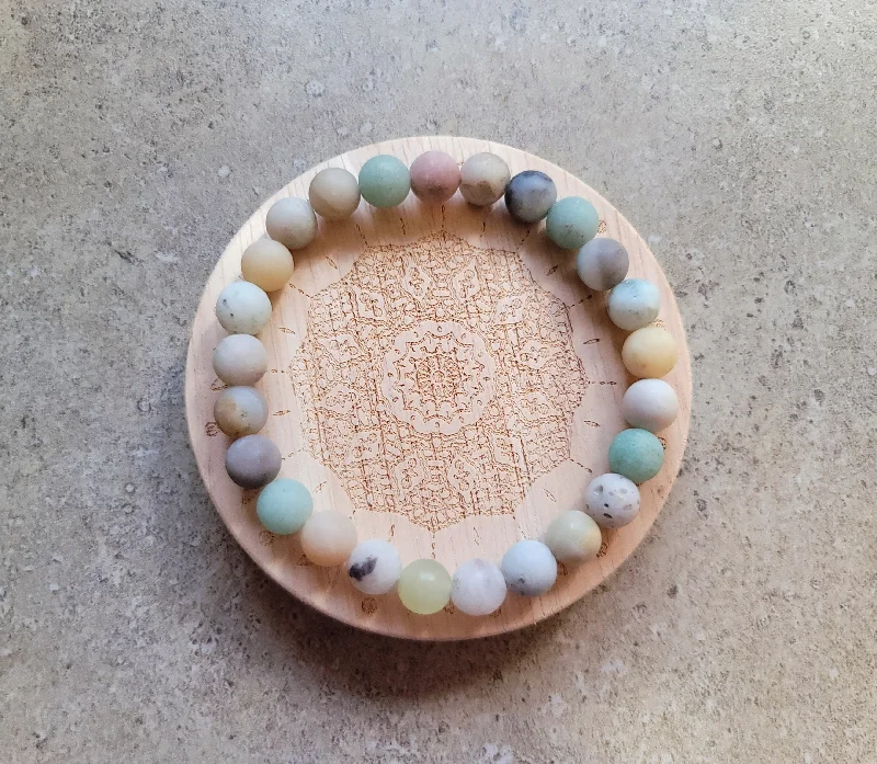 Minimalist Silver Bracelet-Matte Amazonite Bracelet