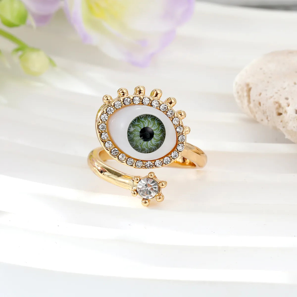 Personalized Birthstone Ring-Fashion Devil'S Eye Alloy Resin Open Ring 1 Piece