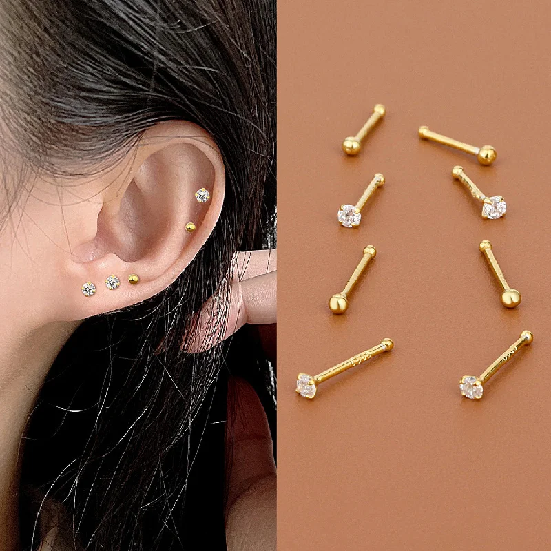 [Golden Ball Stud Earrings] 10M