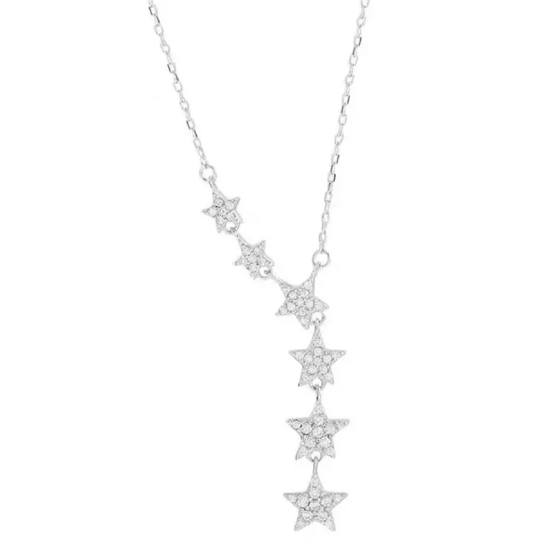 Unique Gold Necklace-SHOOTING STAR - Sterling Silver & Zircon Necklace