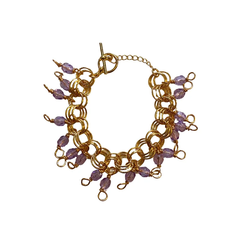 Adjustable Charm Beaded Bracelet-The Donna Bracelet in Lilac